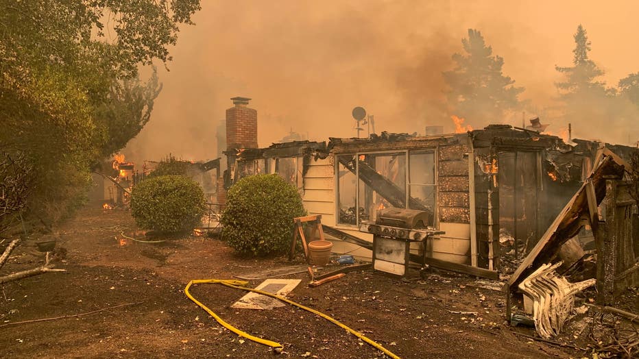 A view of a home destroyed by the Glass Fire on Sept. 28, 2020.