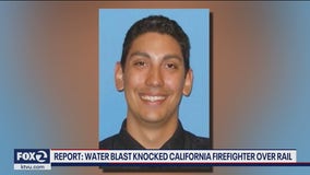Report: Water blast knocked San Francisco firefighter over rail
