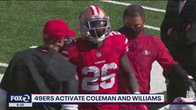 49ers activate RB Coleman, CB Williams from IR