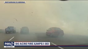 90-acre fire jumps I-80 in Vacaville