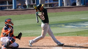 Pinder’s HR helps rally A’s past Astros 9-7, trail ALDS 2-1