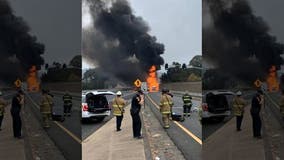 No injuries in Richmond tanker truck crash and fire on I-80