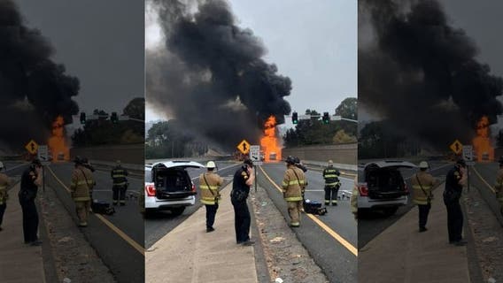 No injuries in Richmond tanker truck crash and fire on I-80