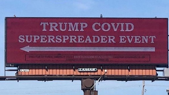 Billboard calls Trump's Iowa rally a 'COVID superspreader' event