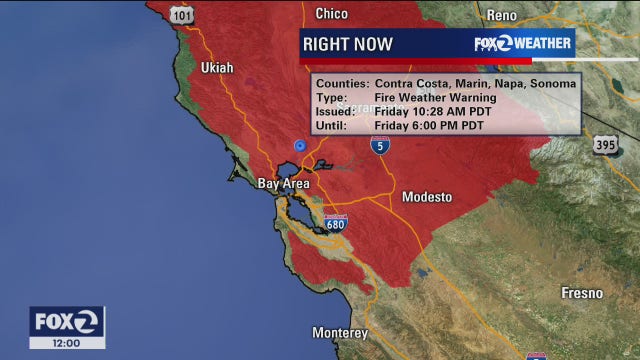 Red Flag Warning extended across Bay Area