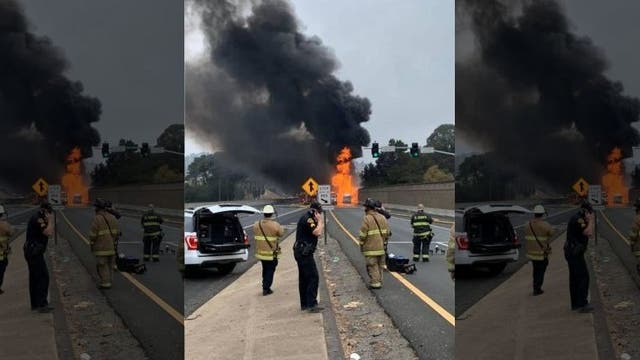 No injuries in Richmond tanker truck crash and fire on I-80