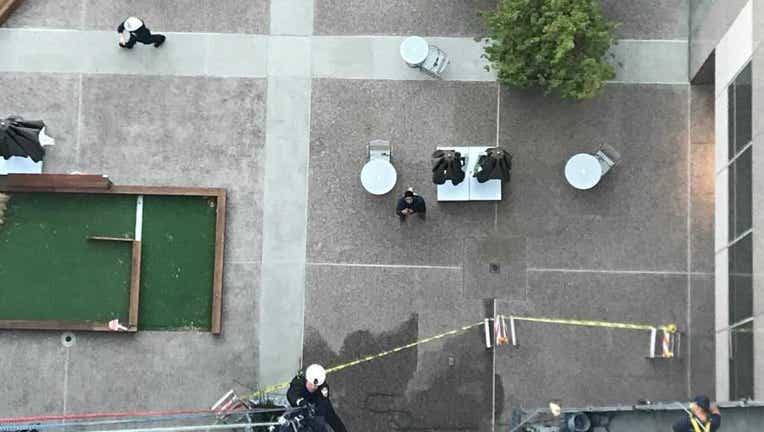Firefighters rescued two window washers trapped outside of a Walnut Creek office on Oct.17, 2020.