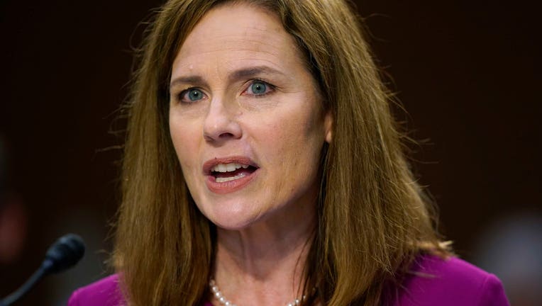 Supreme Court nominee Amy Coney Barrett speaks during her Senate Judiciary Committee confirmation hearing for Supreme Court Justice on Capitol Hill on Oct. 12, 2020 in Washington, D.C. (Photo by Patrick Semansky - Pool/Getty Images)