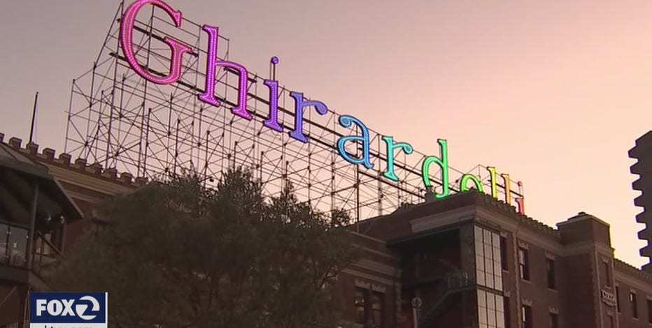 Ghirardelli Square sign shining bright after complete restoration