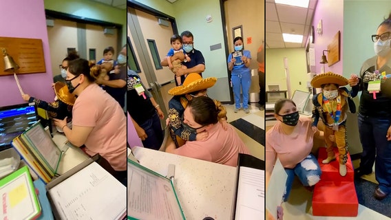 6-year-old boy rings bell at Children's Hospital LA to mark last treatment