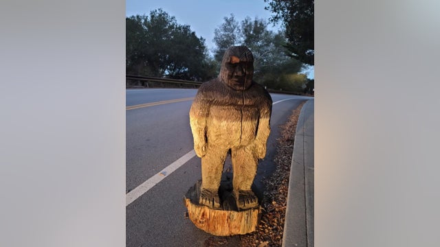 Stolen Bigfoot statue found along road in Santa Cruz County