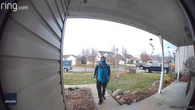 Video captures delivery driver stopping to salute home of Air National Guard member