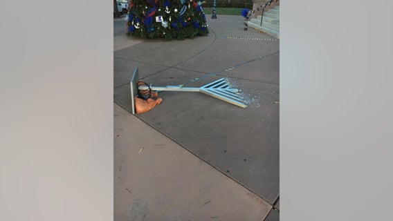 Menorah vandalized on 1st night of Hanukkah at Alameda City Hall