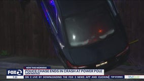 Car lands 'up' after bizarre police chase in San Mateo