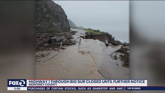Section of Highway 1 in Big Sur washes away during storms