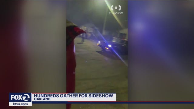 Hundreds gather in Oakland for illegal sideshow