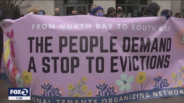 Protesters demand no evictions during pandemic, blockade courthouse steps