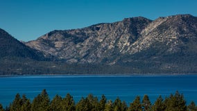 Lake Tahoe water level falling below the basin rim