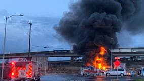 Propane tank explodes in large Oakland homeless encampment fire