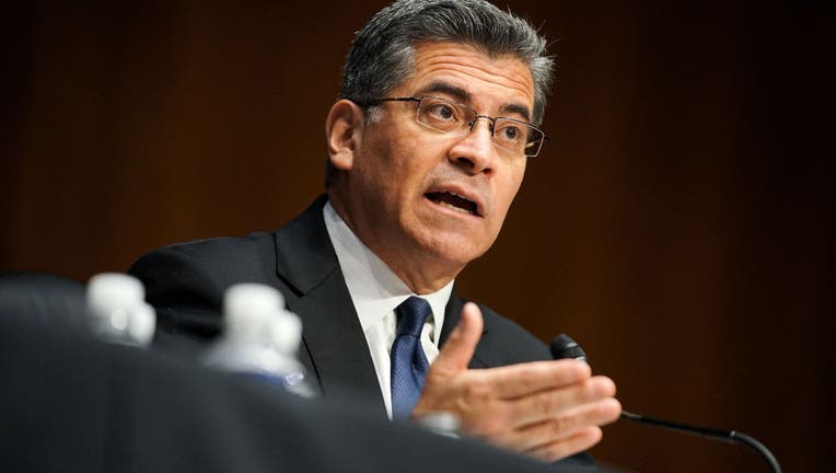 WASHINGTON, DC - FEBRUARY 24: Xavier Becerra, nominee for Secretary of Health and Human Services, answers questions during his confirmation hearing before the Senate Finance Committee on Capitol Hill on Feb. 24, 2021 in Washington, D.C. (Photo by Greg Nash-Pool/Getty Images)