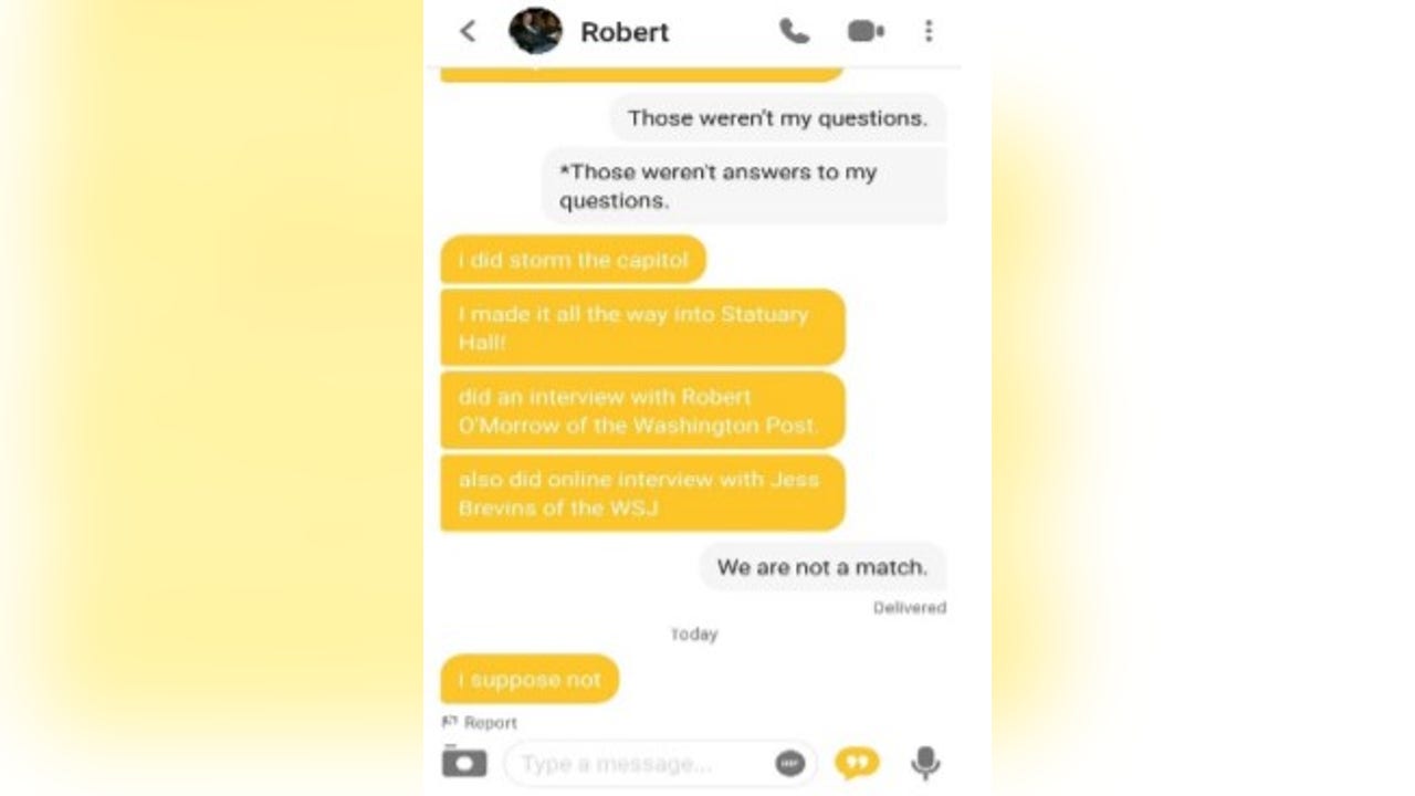 Suspected Capitol rioter arrested after bragging about siege to a match on Bumble dating app