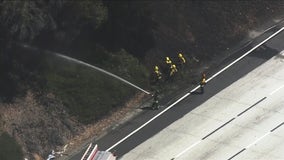 Crews contain grass fire that prompted lane closures on I-580 in Oakland