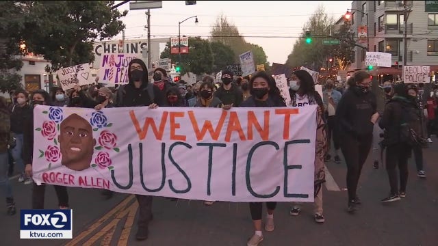 Protesters march through San Francisco's Mission to denounce recent police shootings