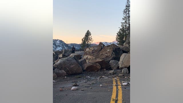 PHOTOS: Rockslide shuts both direction of Highway 50 outside Lake Tahoe