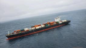 U.S. Coast Guard, tugboats assisting container ship off Monterey coast following engine fire