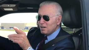 ‘This sucker’s quick’: Biden test drives electric Ford F-150 pickup truck