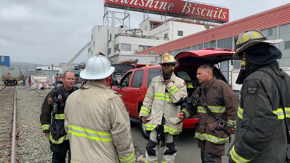 Firefighters extinguish blaze at Sunshine Biscuits building in East Oakland