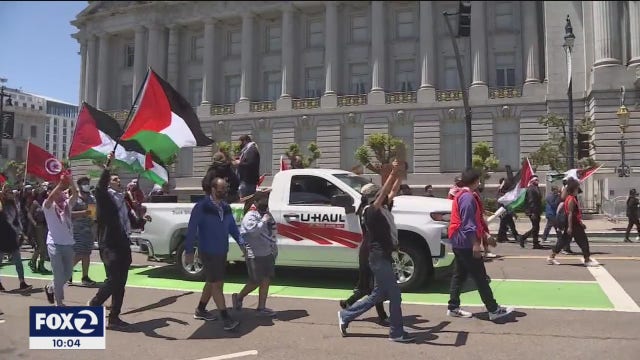 Crowds gather in San Francisco to rally in support of Palestinians