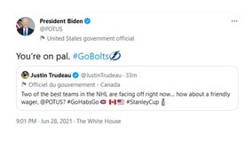 'You're on pal': Biden accepts 'friendly wager' with Trudeau on Stanley Cup winner