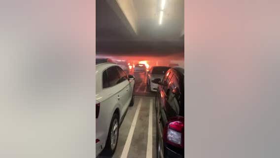 VIDEO: Car bursts into flames inside SFO parking garage