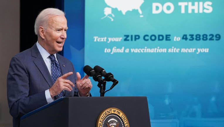 President Joe Biden speaks on Covid-19 response and vaccinations in the South Court Auditorium of the Eisenhower Executive Office Building, next to the White House, in Washington, D.C., on June 2, 2021. (Photo by MANDEL NGAN/AFP via Getty Images)