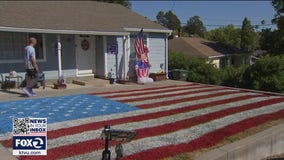 Benicia couple spray paints lawn like American flag in dramatic show of patriotism