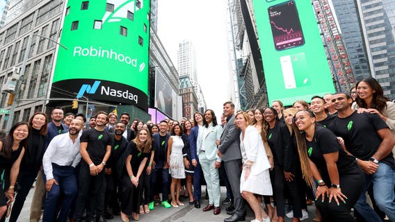 Menlo Park-based Robinhood goes public with a tumble and sharp swings