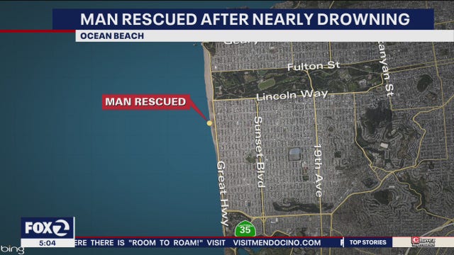 Surfers rescue man from drowning at SF's Ocean Beach