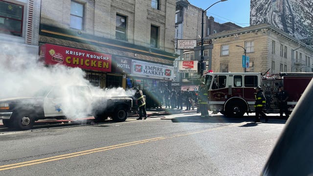 San Francisco police pick-up truck set on fire in Tenderloin District