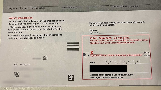 CA recall election officials respond to concerns that 'yes' vote can be seen from outside return envelope