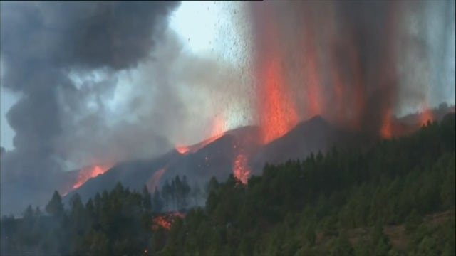 Volcano erupts on island of La Palma; lava threatening some homes