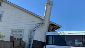 Stolen vehicle pursuit results in AC Transit bus crashing into Oakland home