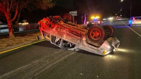 Santa Rosa police pursuit ends in overturn crash