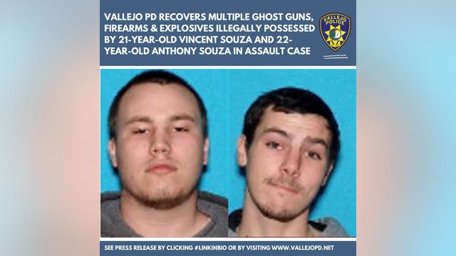 Vallejo police arrest 2 men after ghost guns, ammo and explosives discovered