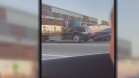Wild video: Flat-bed truck crashes into patrol car on Bay Bridge