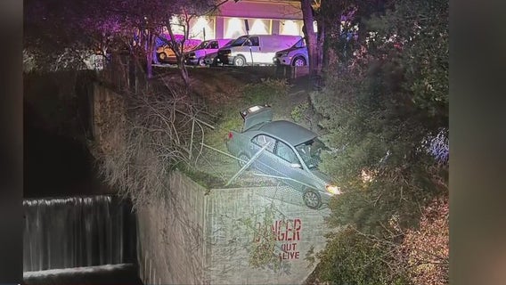 Driver allegedly fleeing Walnut Creek police found dangling 40 feet above creek