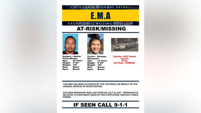 CHP issues endangered missing advisory for 14-year-old girl and stepfather