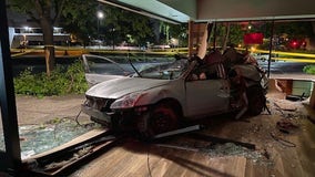 Car destroyed after crashing into Santa Rosa coffee shop