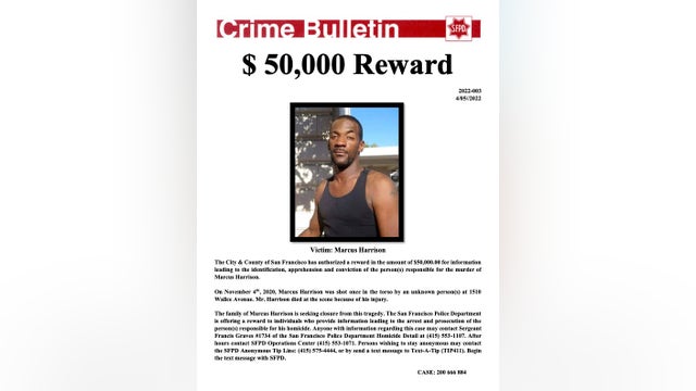 San Francisco police offer $50,000 reward in connection to man's 2020 homicide