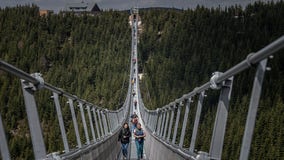 World’s longest pedestrian suspension bridge opens in Czech Republic resort